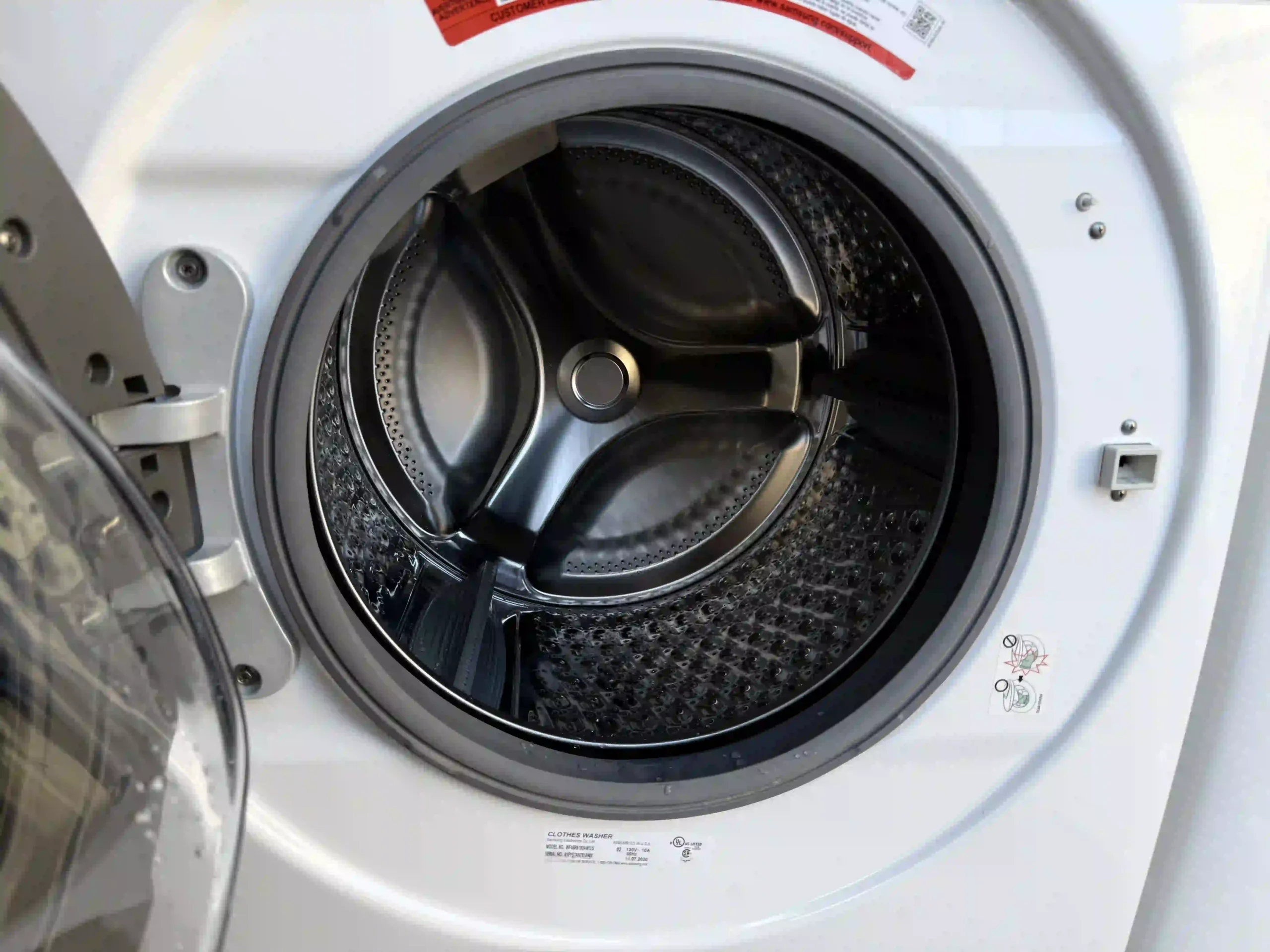 Samsung front-load washer control panel close-up
