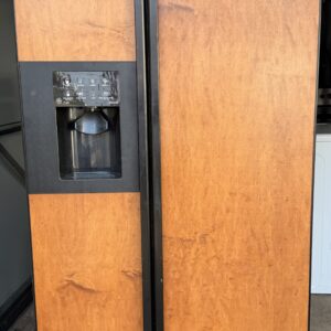 GE Side-by-Side Refrigerator with Custom Wood Panel Finish