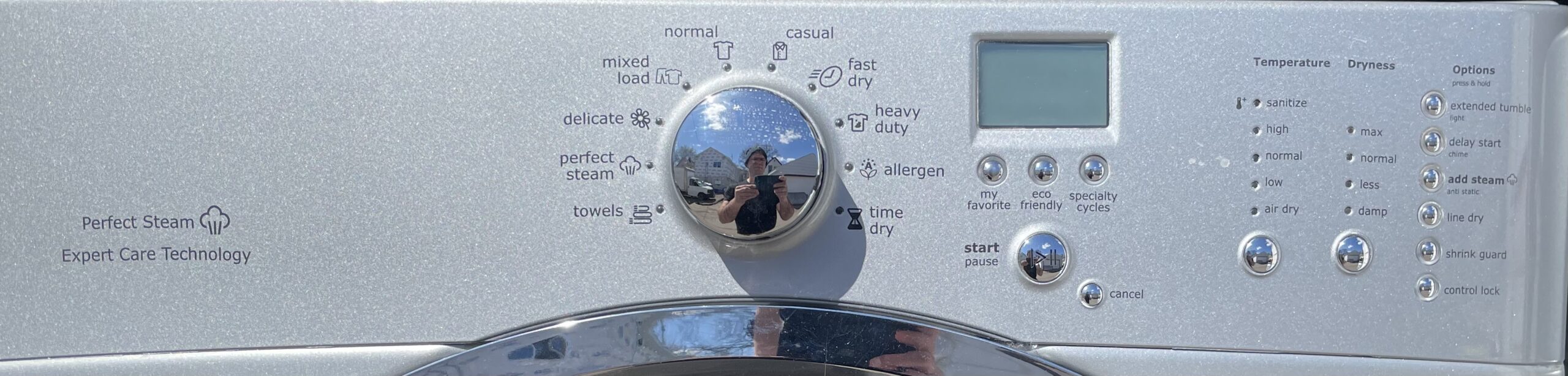 Electrolux silver gas dryer drum interior view