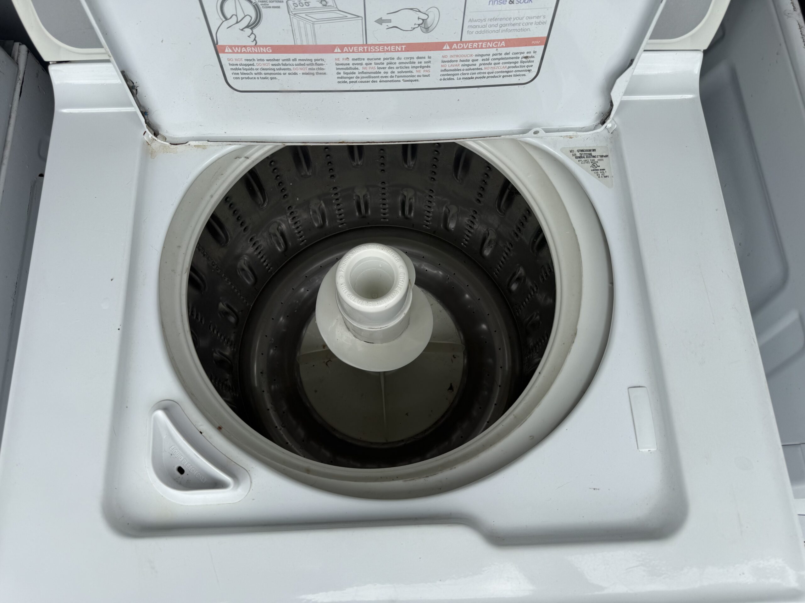 GE washer top-load control panel close-up