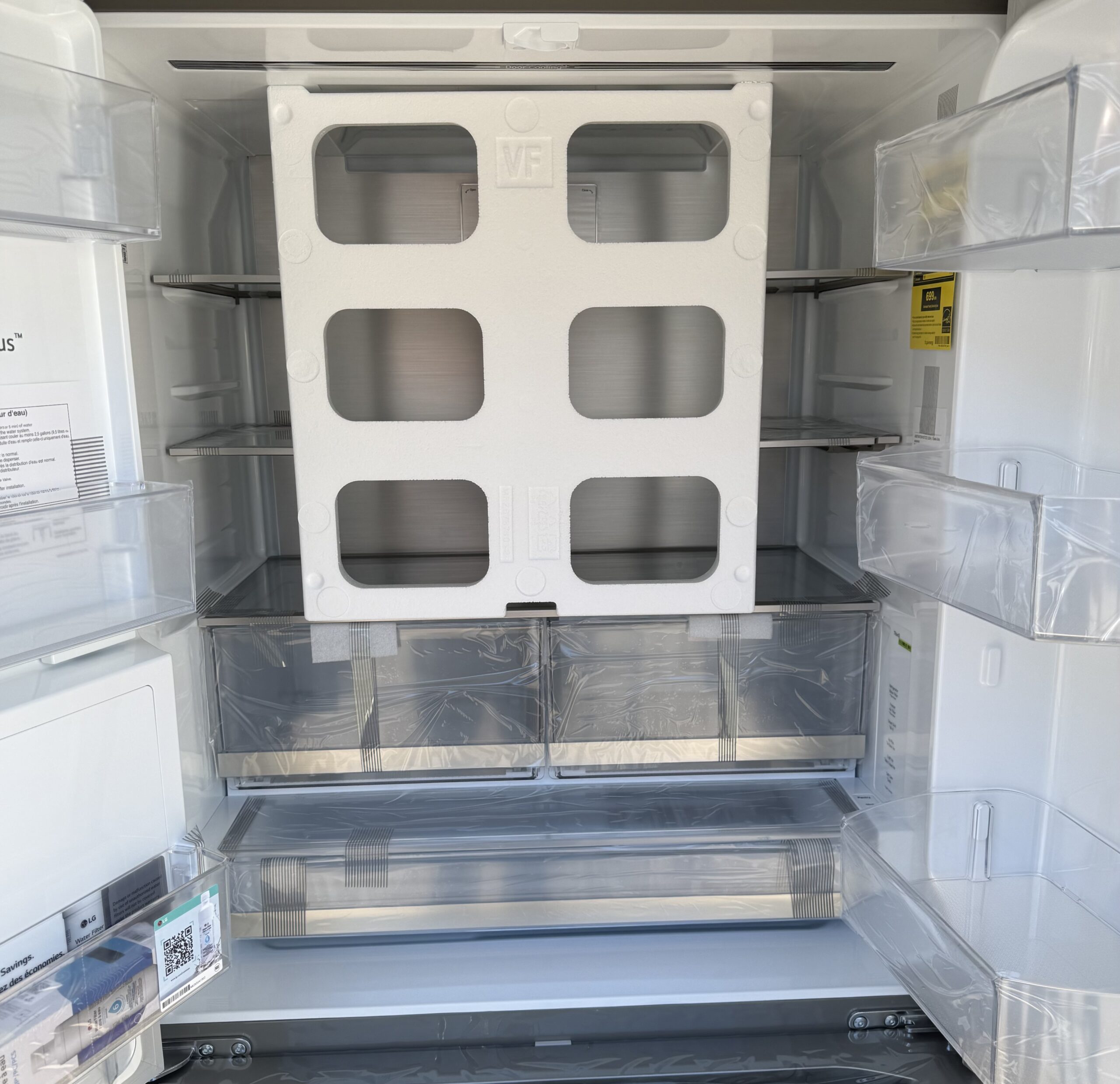LG French door refrigerator bottom freezer drawer interior