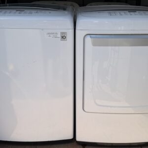 LG Top Load Washer and Electric Dryer Set White — Front View