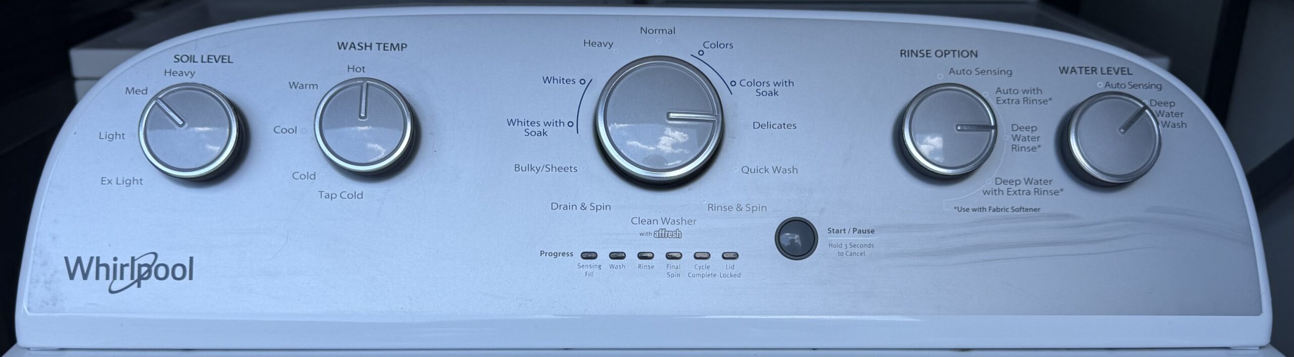 Whirlpool Top Load Washer — Control Panel