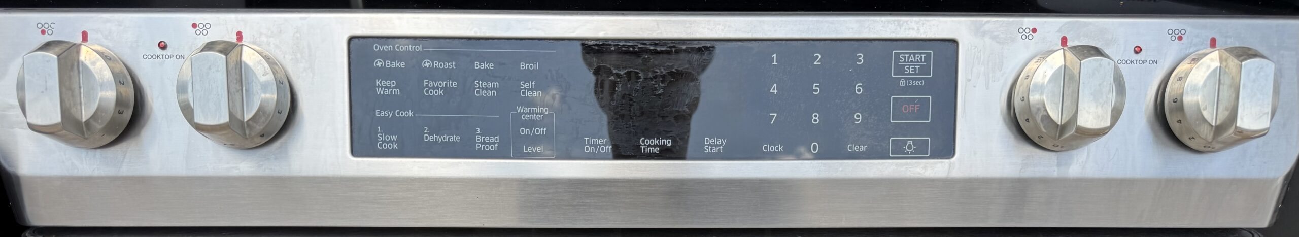Samsung Slide-In Electric Range — front control panel