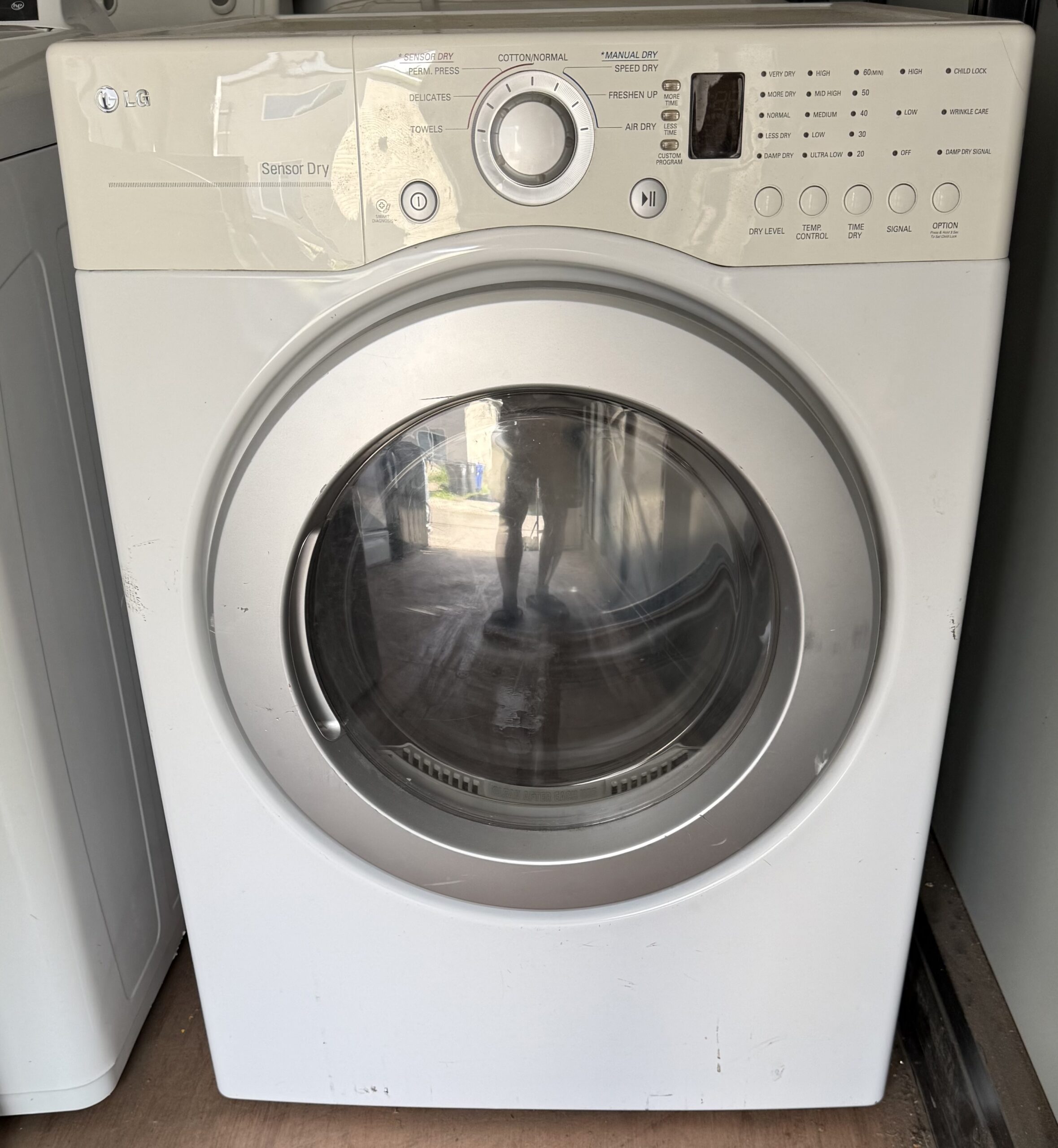 LG electric dryer large capacity white — front view
