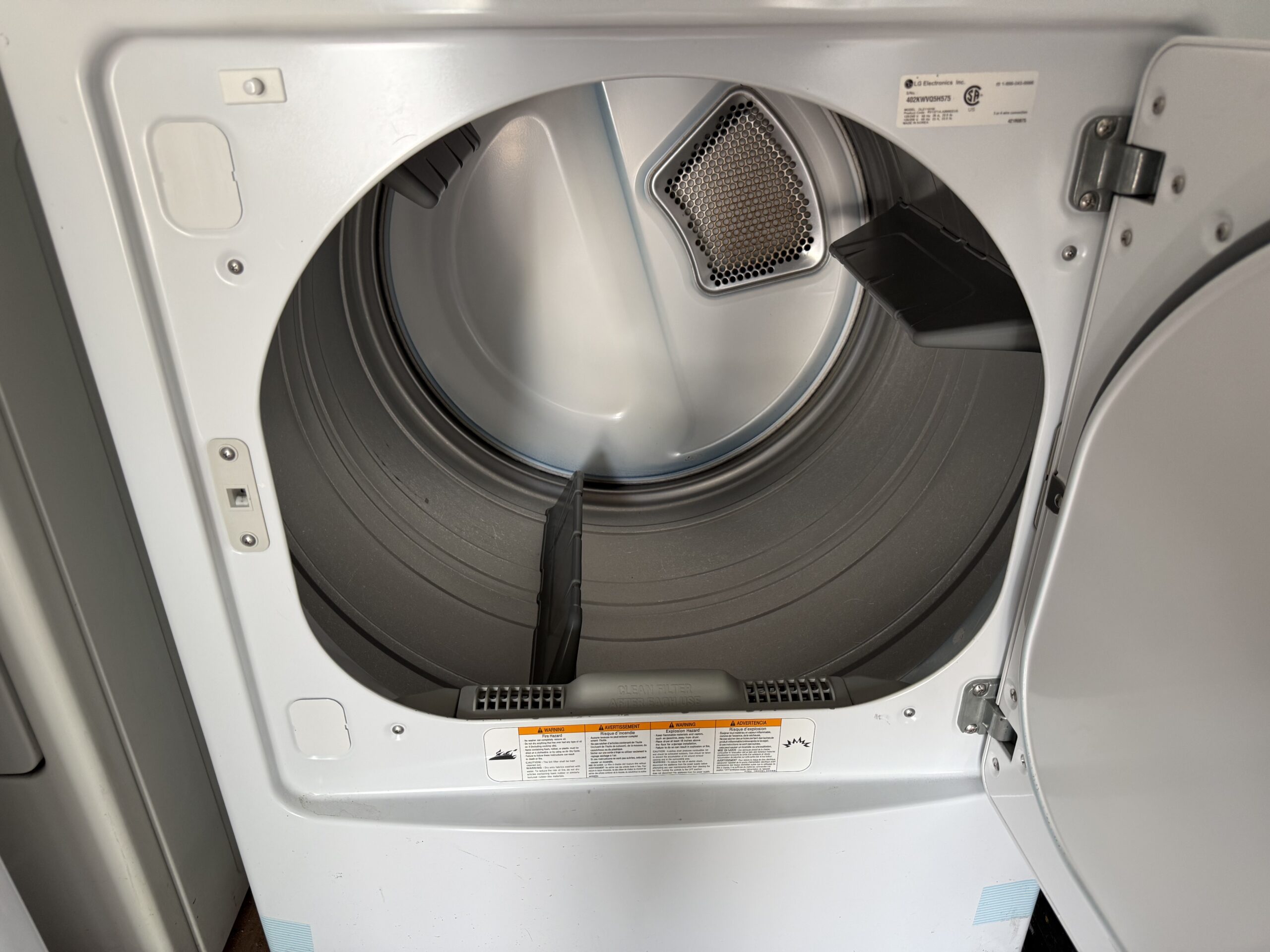 LG electric dryer drum interior