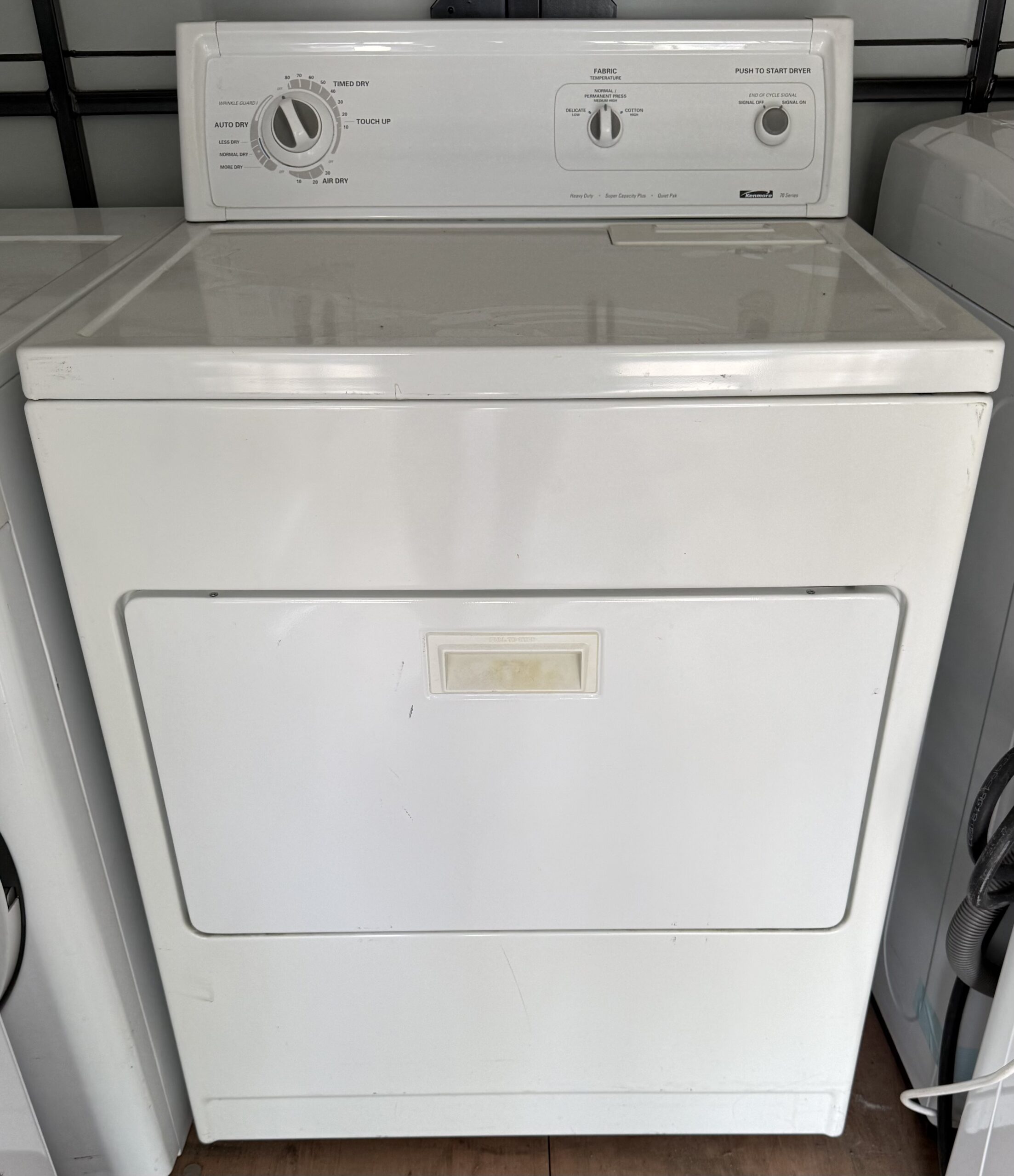 Kenmore electric dryer white large capacity — front view