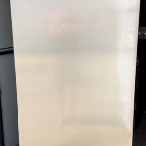 Frigidaire upright freezer stainless steel look single door — front view