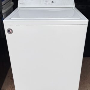 Whirlpool top load washer white — front view