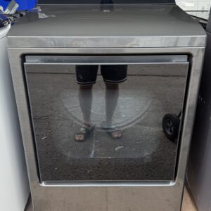 LG smart gas dryer black steel — front view