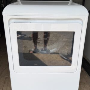 GE gas dryer white — front view