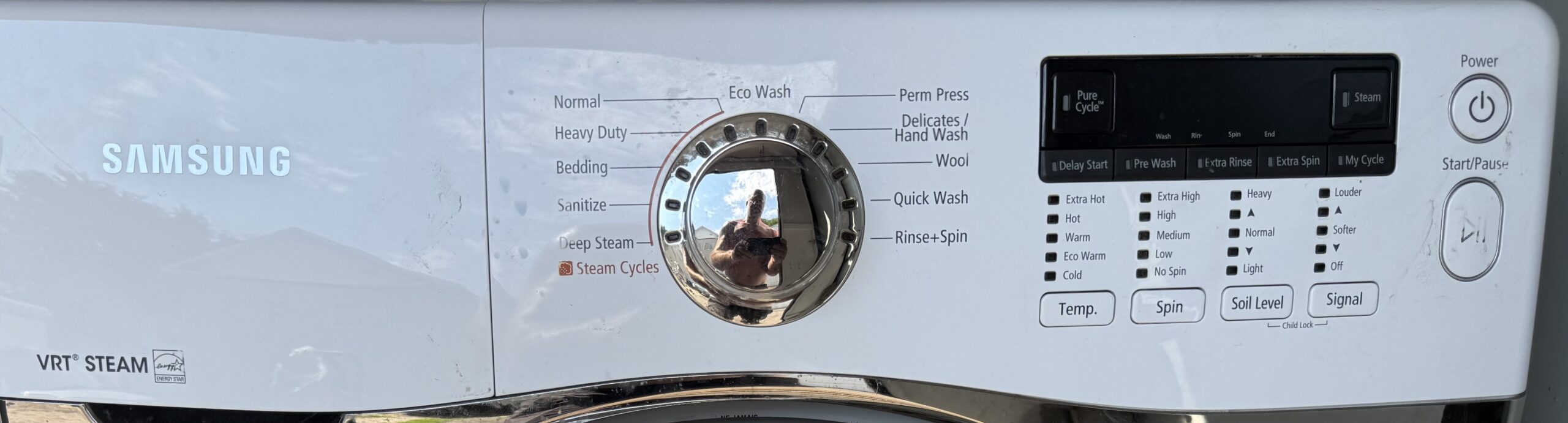 Samsung washer control panel with cycle dial