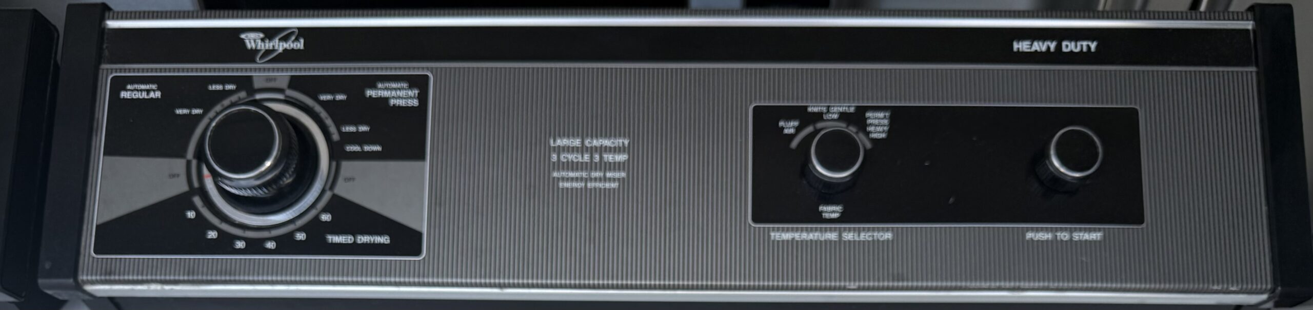 Whirlpool dryer control panel