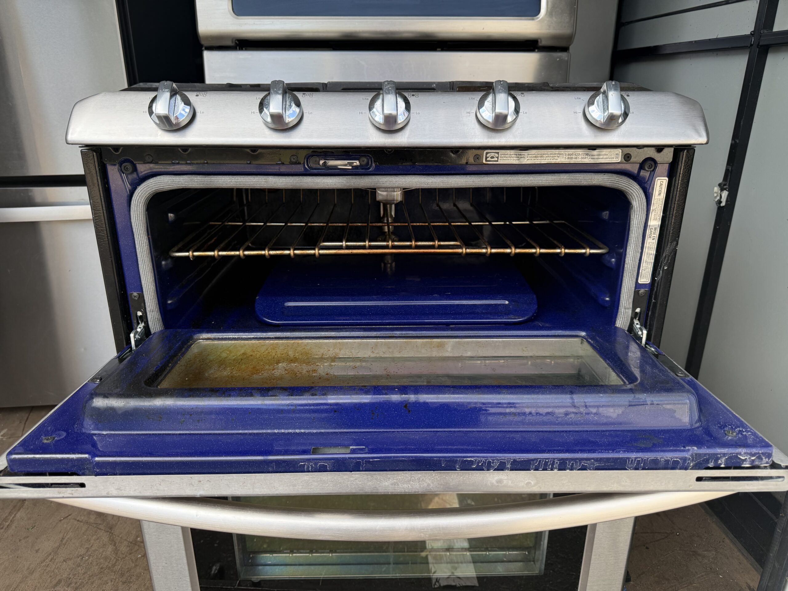 KitchenAid gas range double oven interior