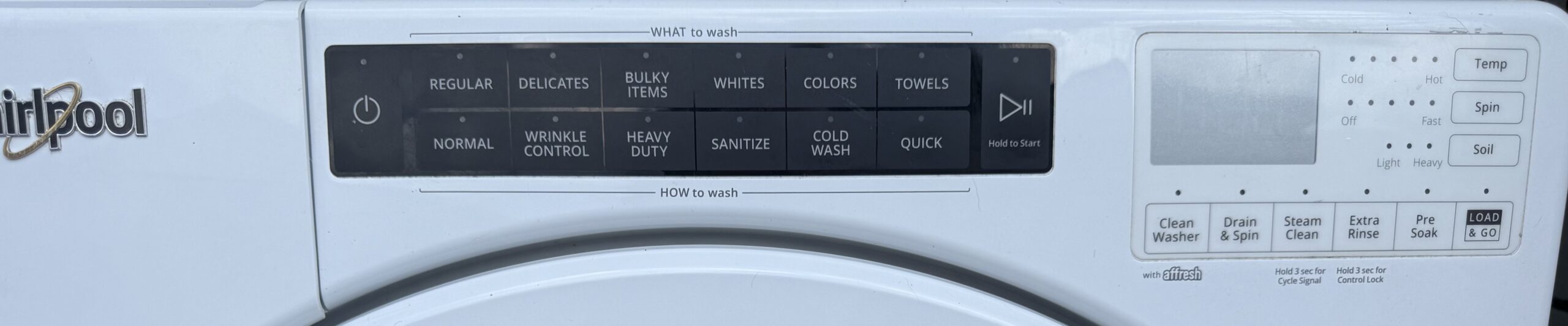 Whirlpool front-load washer control panel