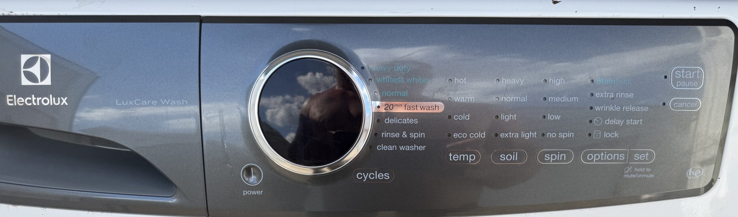 Electrolux washer LuxCare control panel