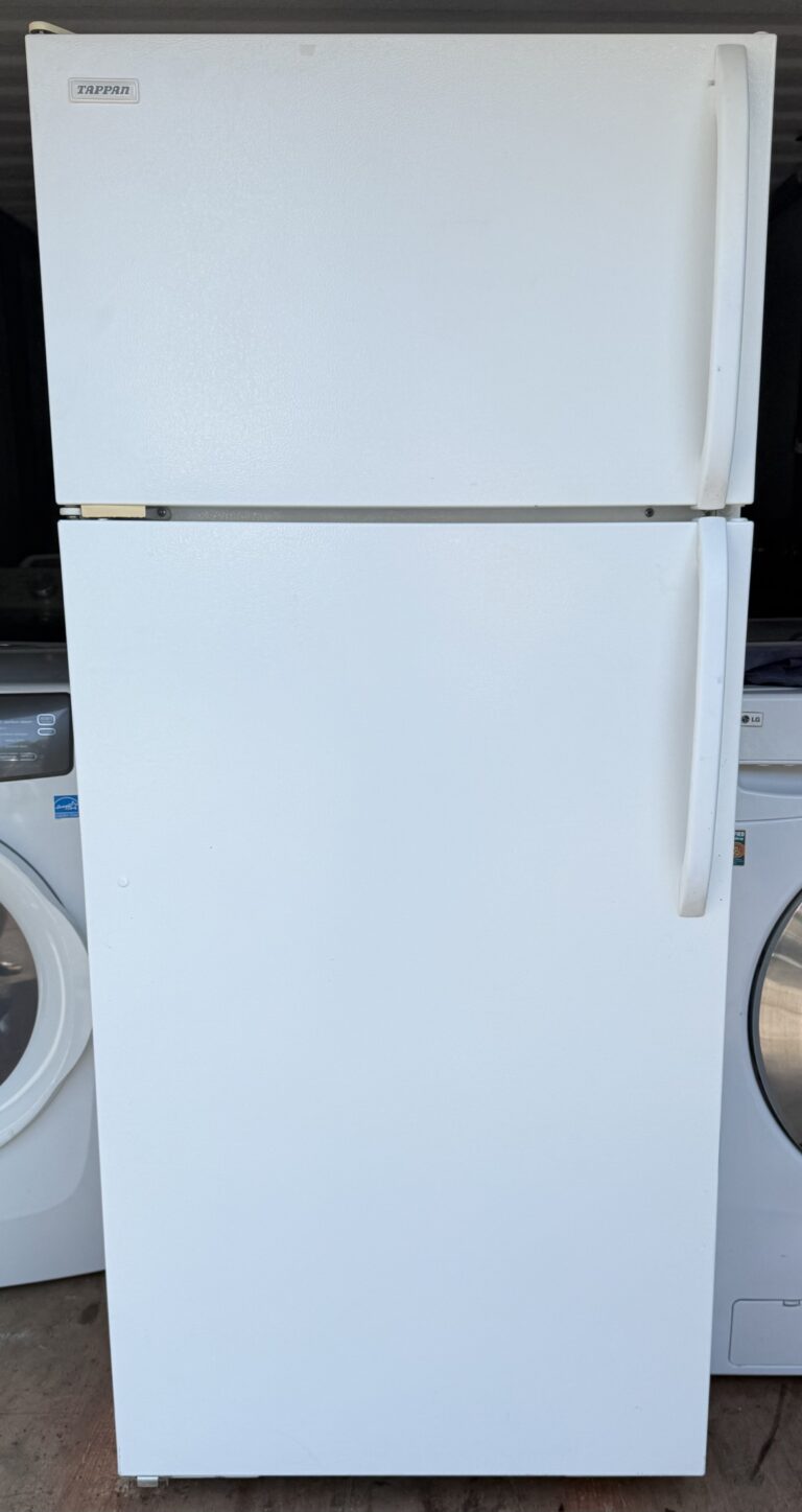 Tappan top-freezer refrigerator white — front view, doors closed