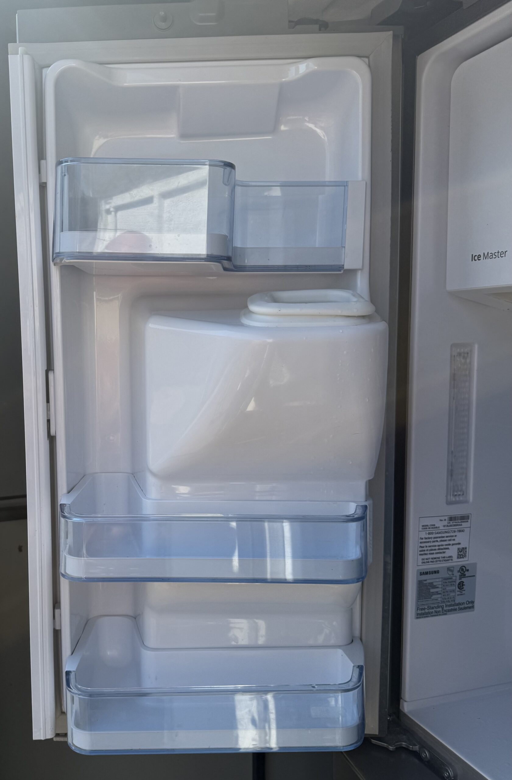 Samsung refrigerator door bins with water tank and gallon storage