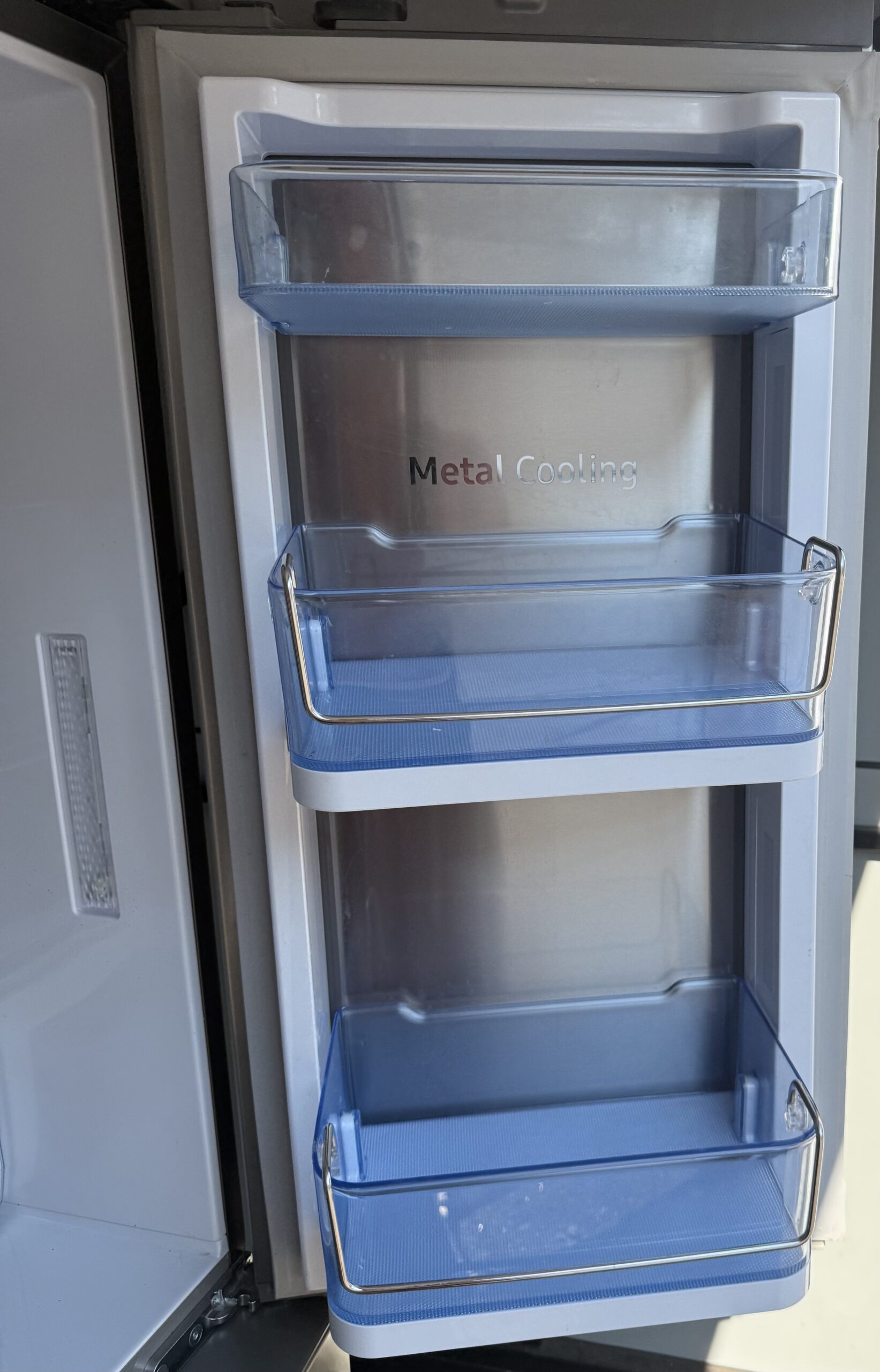 Samsung refrigerator Metal Cooling door bin detail