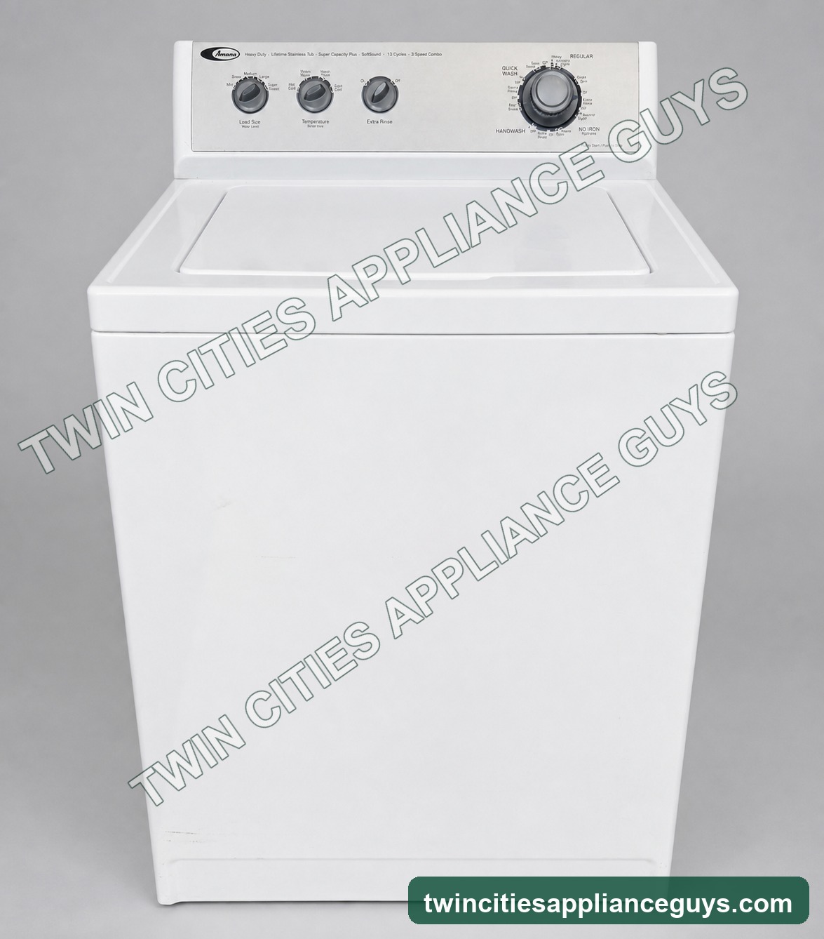 Amana Super Capacity top-load washer in white, front view