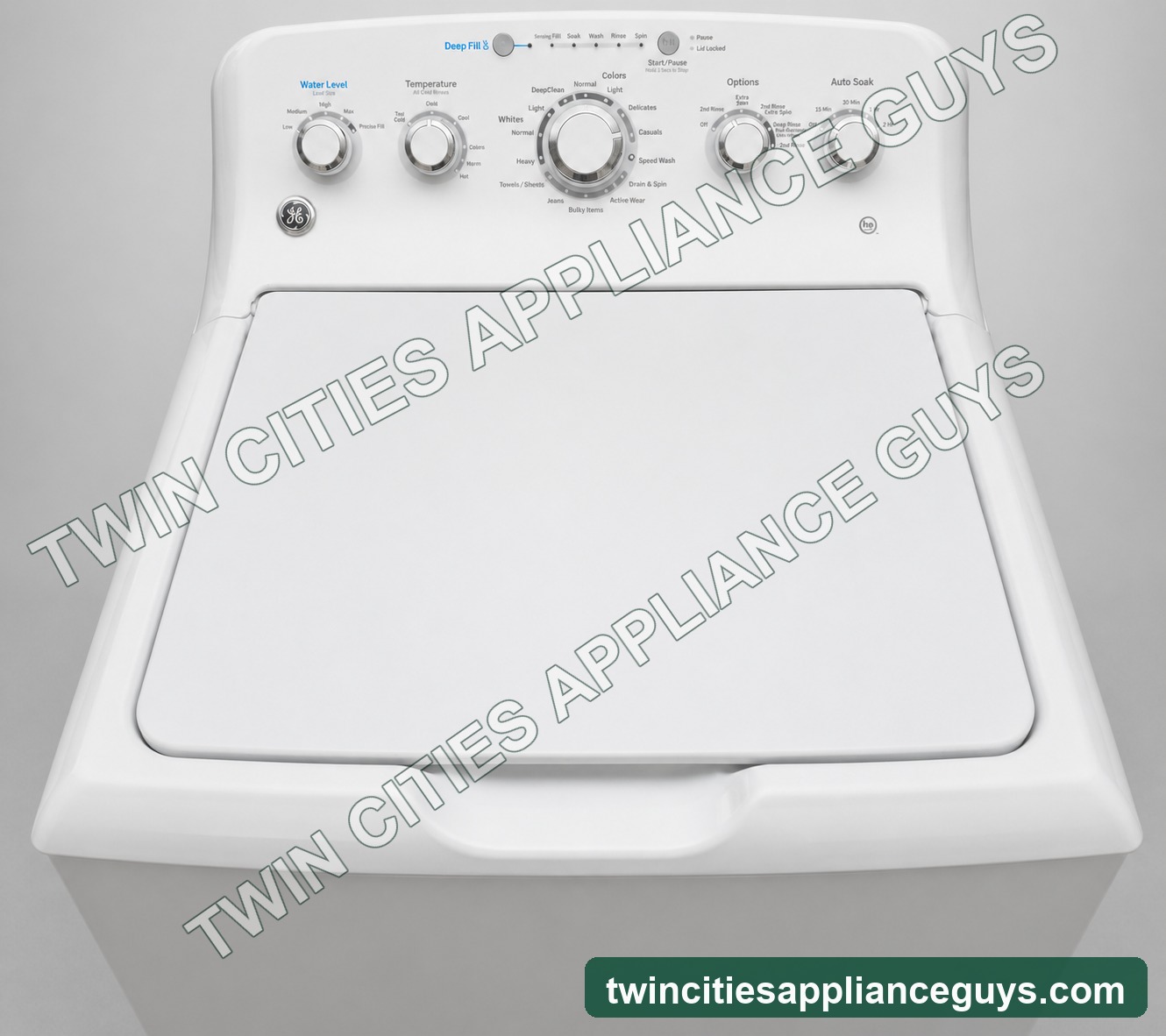 Control panel of GE top-load washer with cycle selector