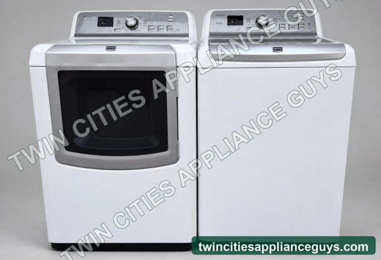 Maytag Bravos XL washer and gas dryer set front view