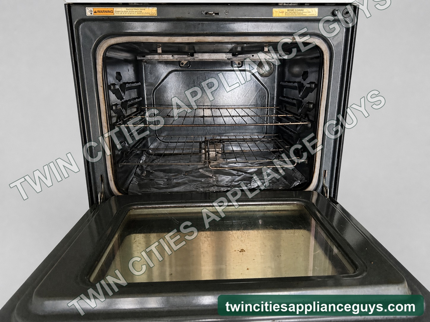 Whirlpool electric range oven interior with two racks