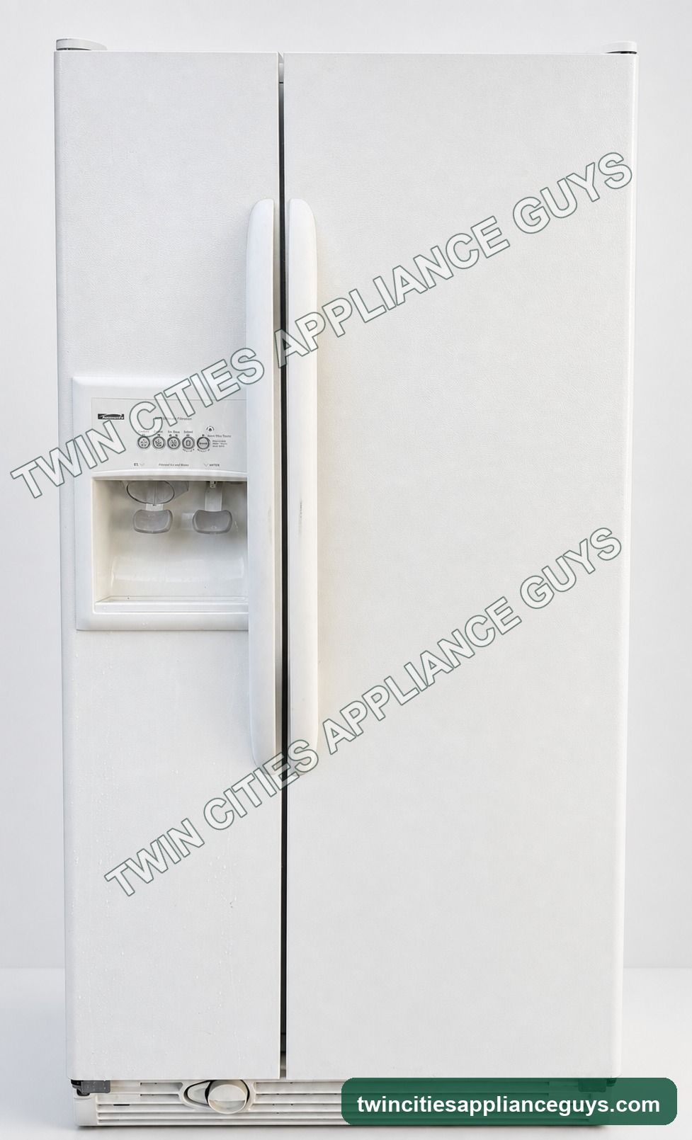 Front view of white Kenmore side-by-side refrigerator