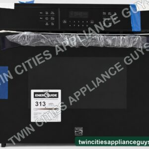 Black Kenmore Elite electric wall oven front with control panel and glass door