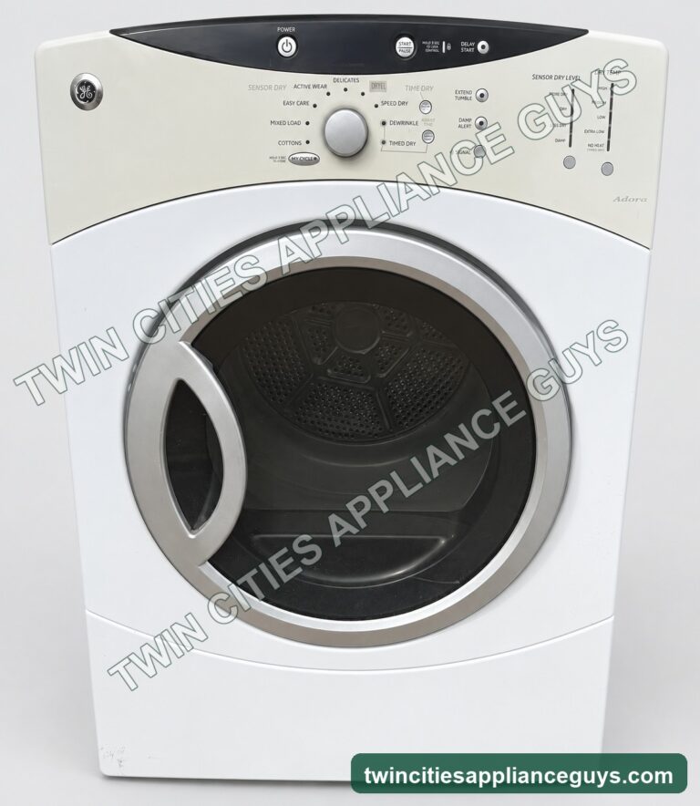 GE Adora front-load electric dryer front view