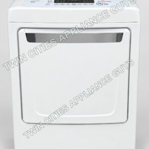 Front view of the white LG front-load gas dryer