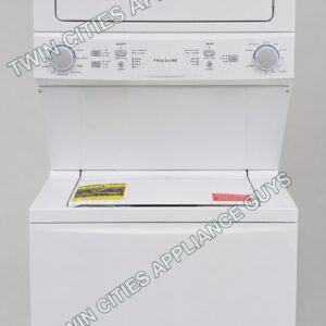 White Frigidaire electric laundry center closed front view