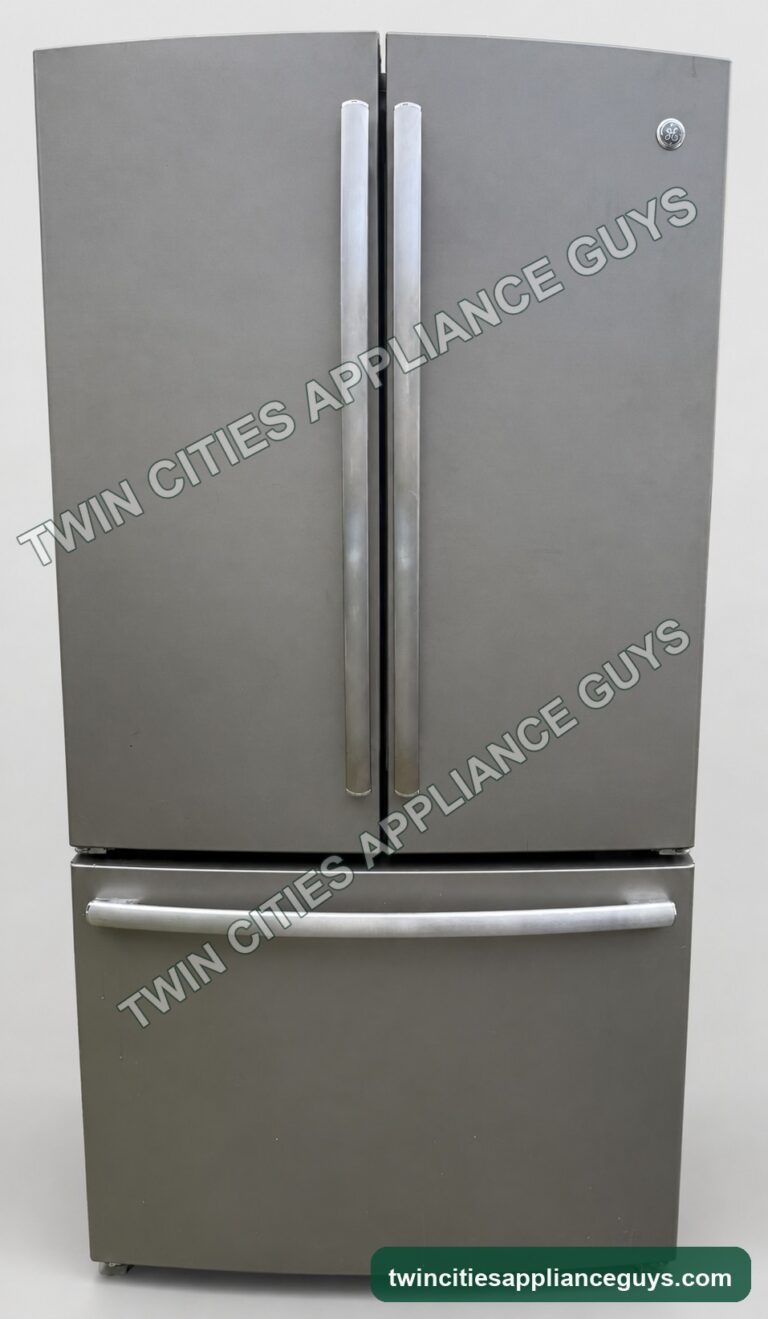 GE slate French-door refrigerator front view