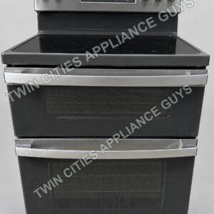 Front view of GE double-oven electric range