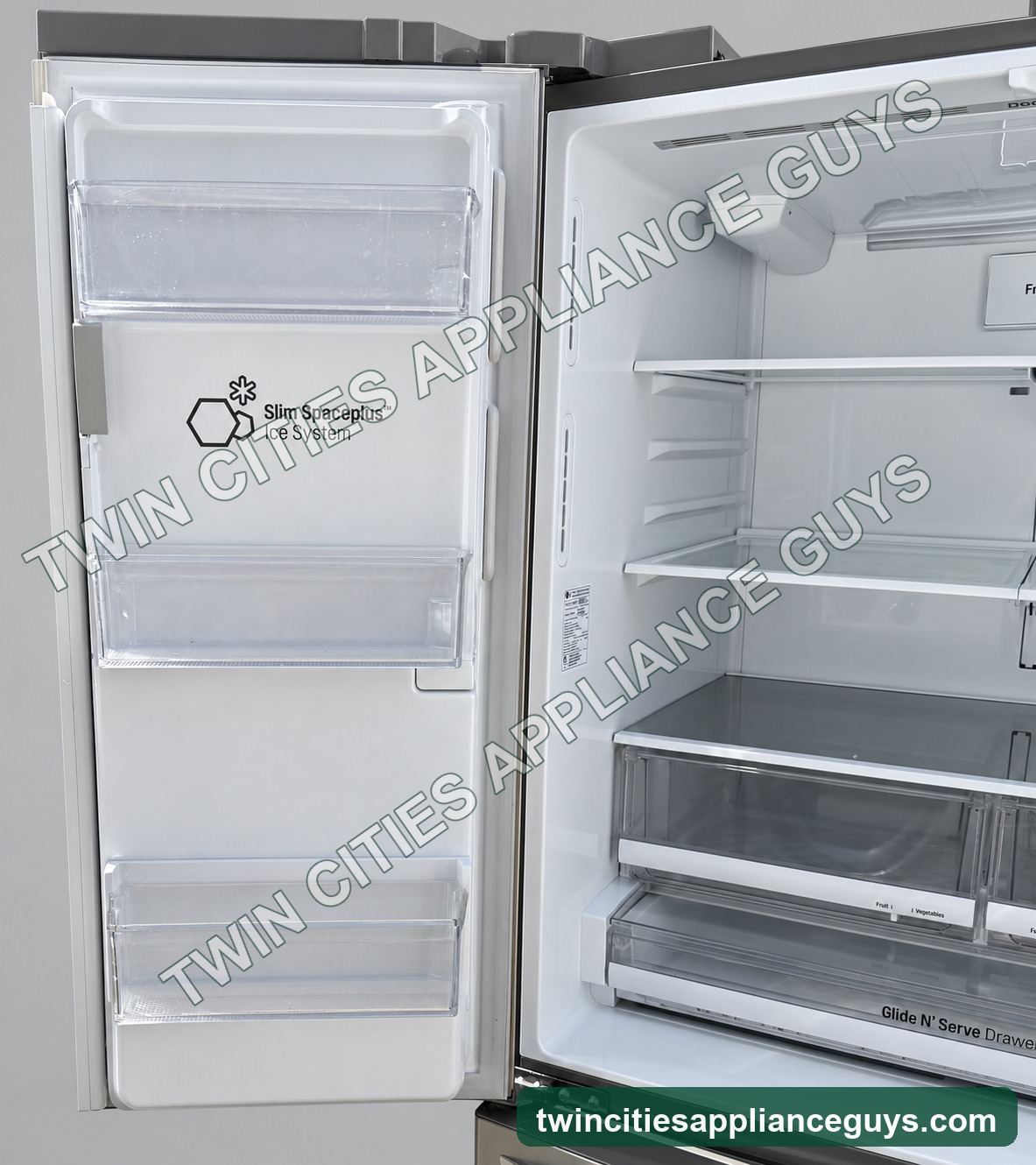 Stainless LG four-door refrigerator product view