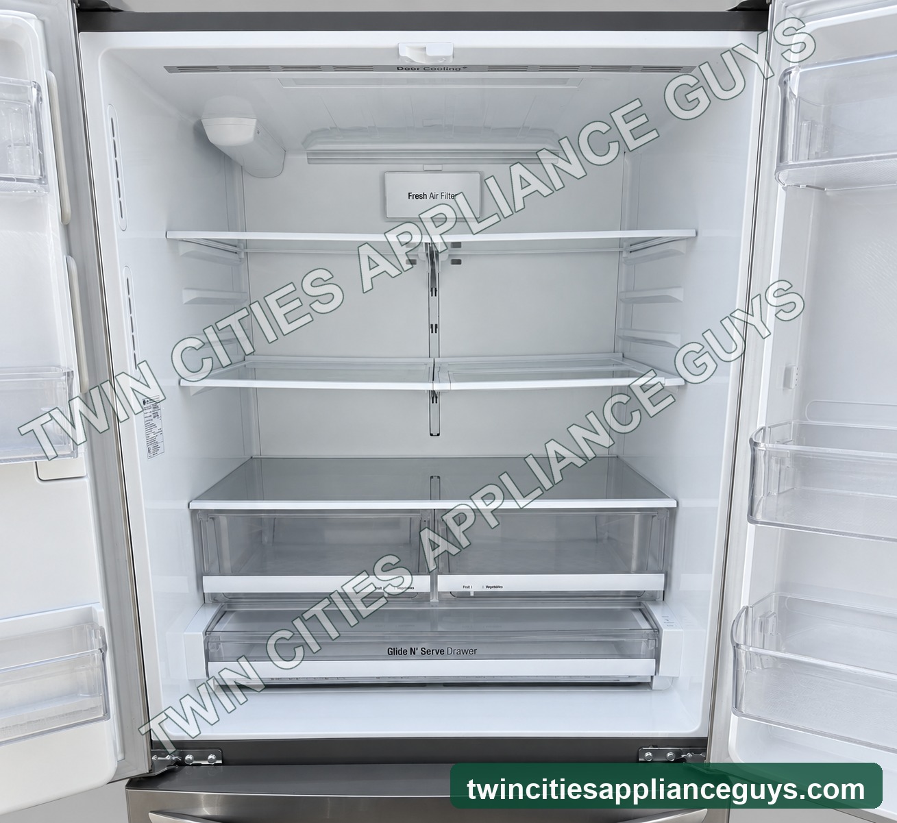 Stainless LG four-door refrigerator product view
