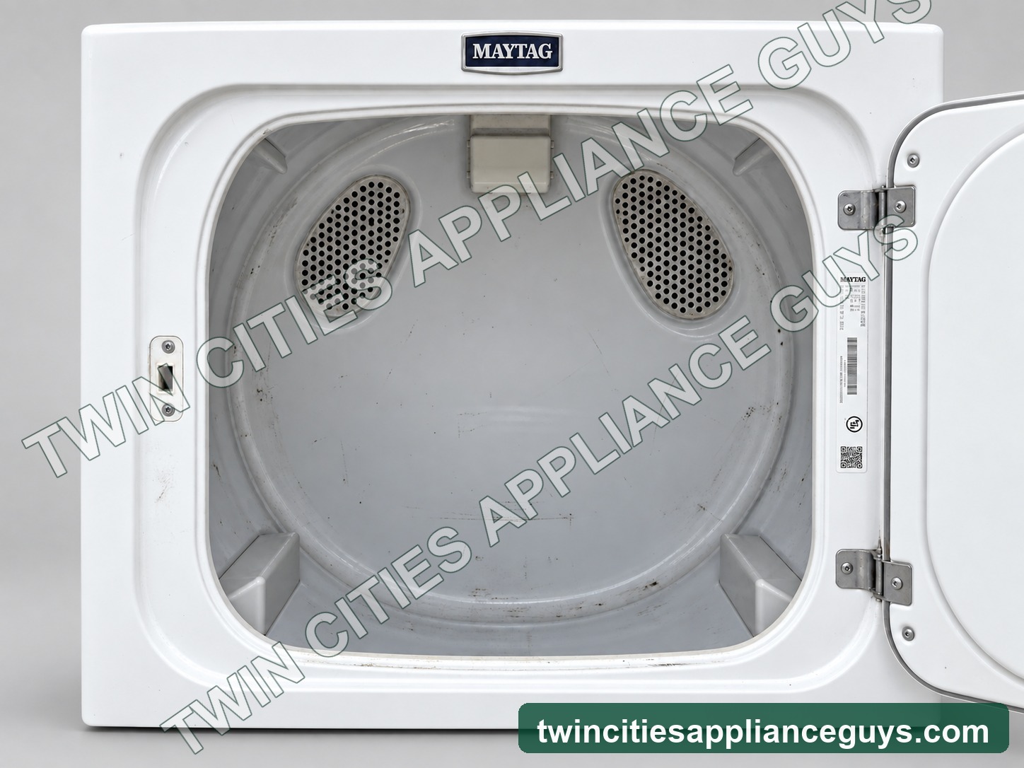 White Maytag electric dryer, alternate product view