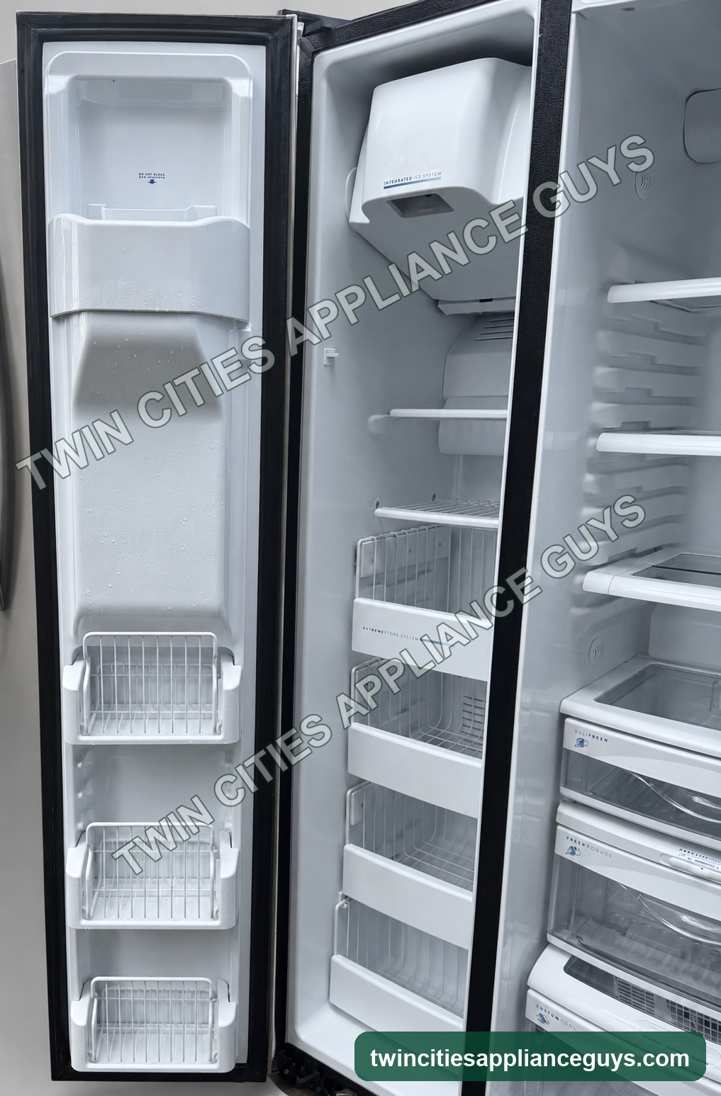 Additional interior view of GE Profile side-by-side refrigerator