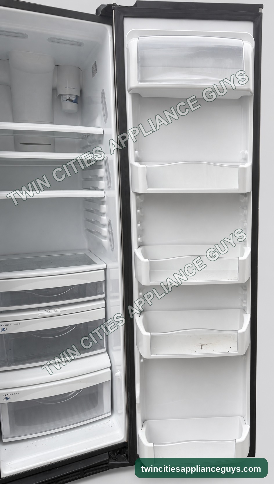 Additional interior view of the GE Profile side-by-side refrigerator