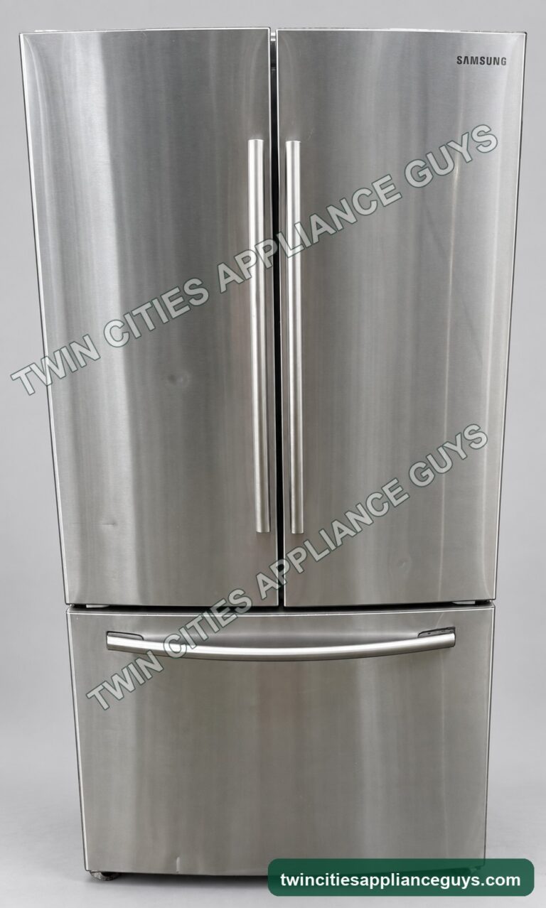 Samsung French-door refrigerator stainless exterior front view