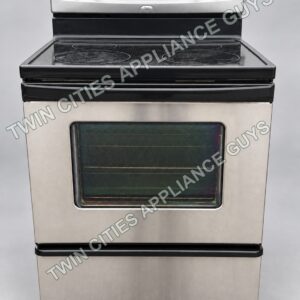 Whirlpool stainless electric smoothtop range front view