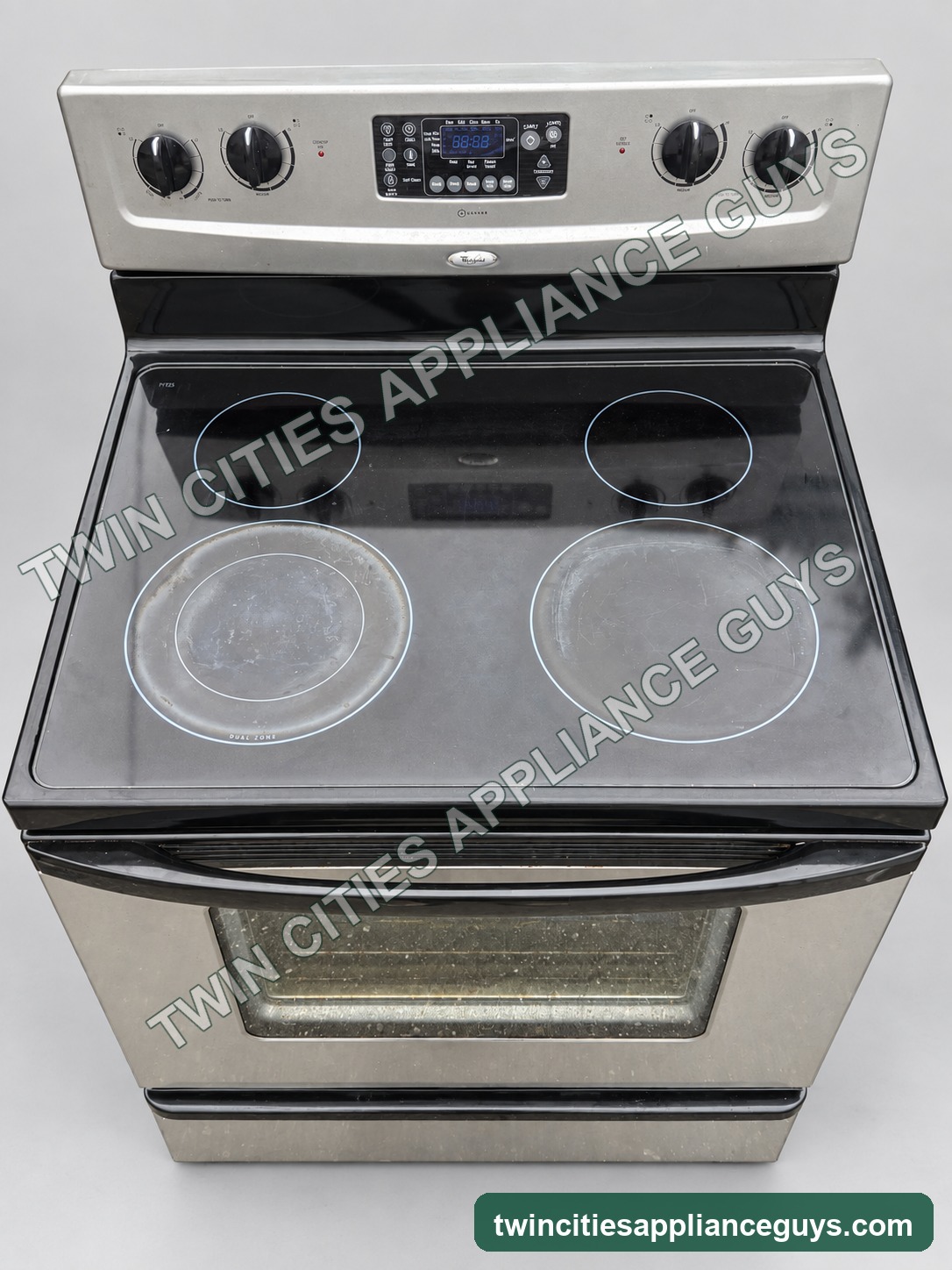 Whirlpool electric range ceramic glass cooktop and controls