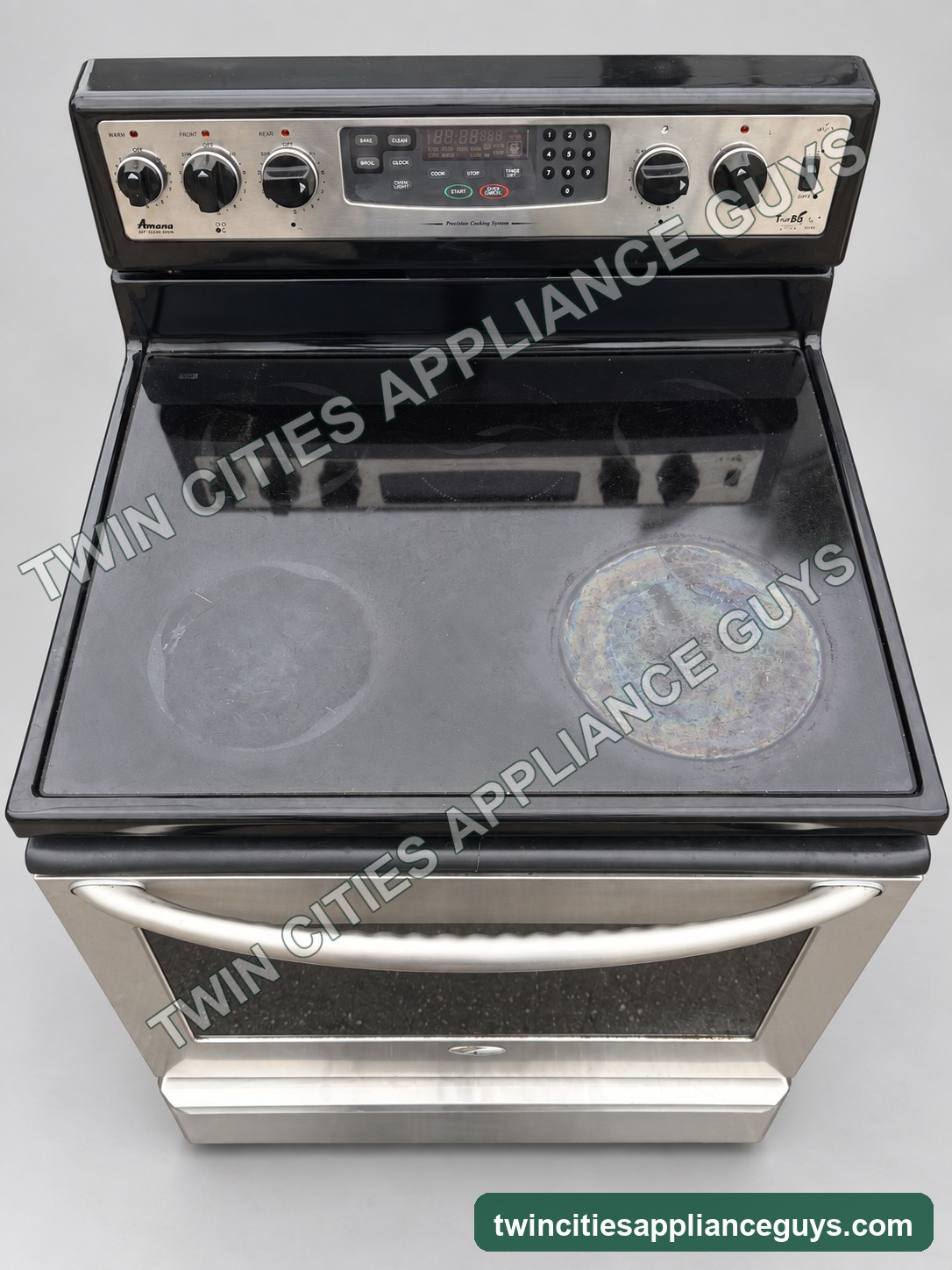 Amana electric range ceramic glass cooktop and controls