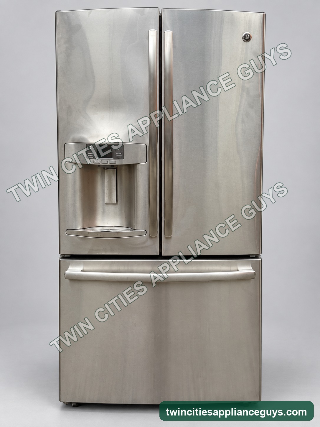 GE Profile stainless counter-depth French-door refrigerator front view