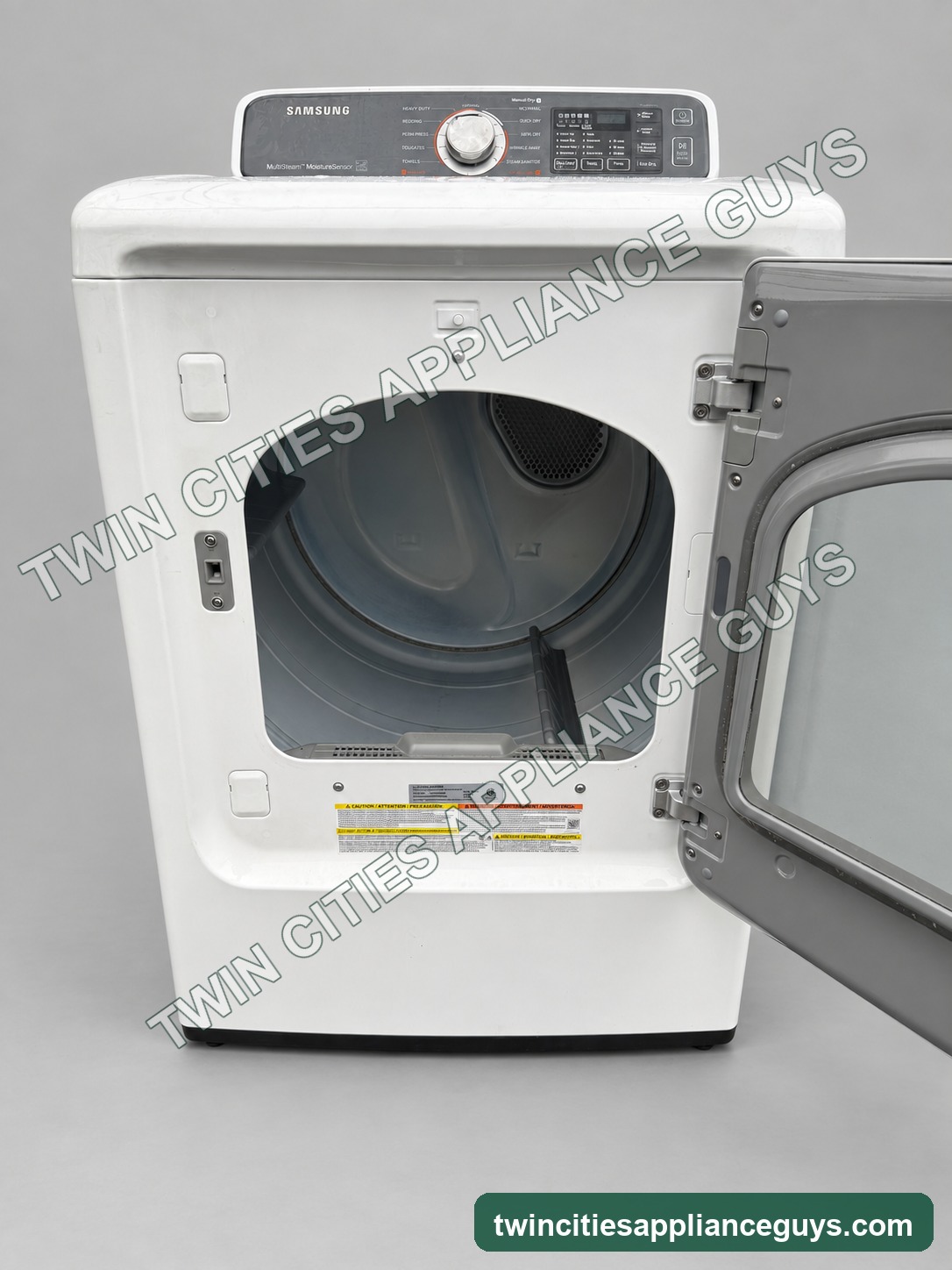 Interior view of Samsung white gas dryer