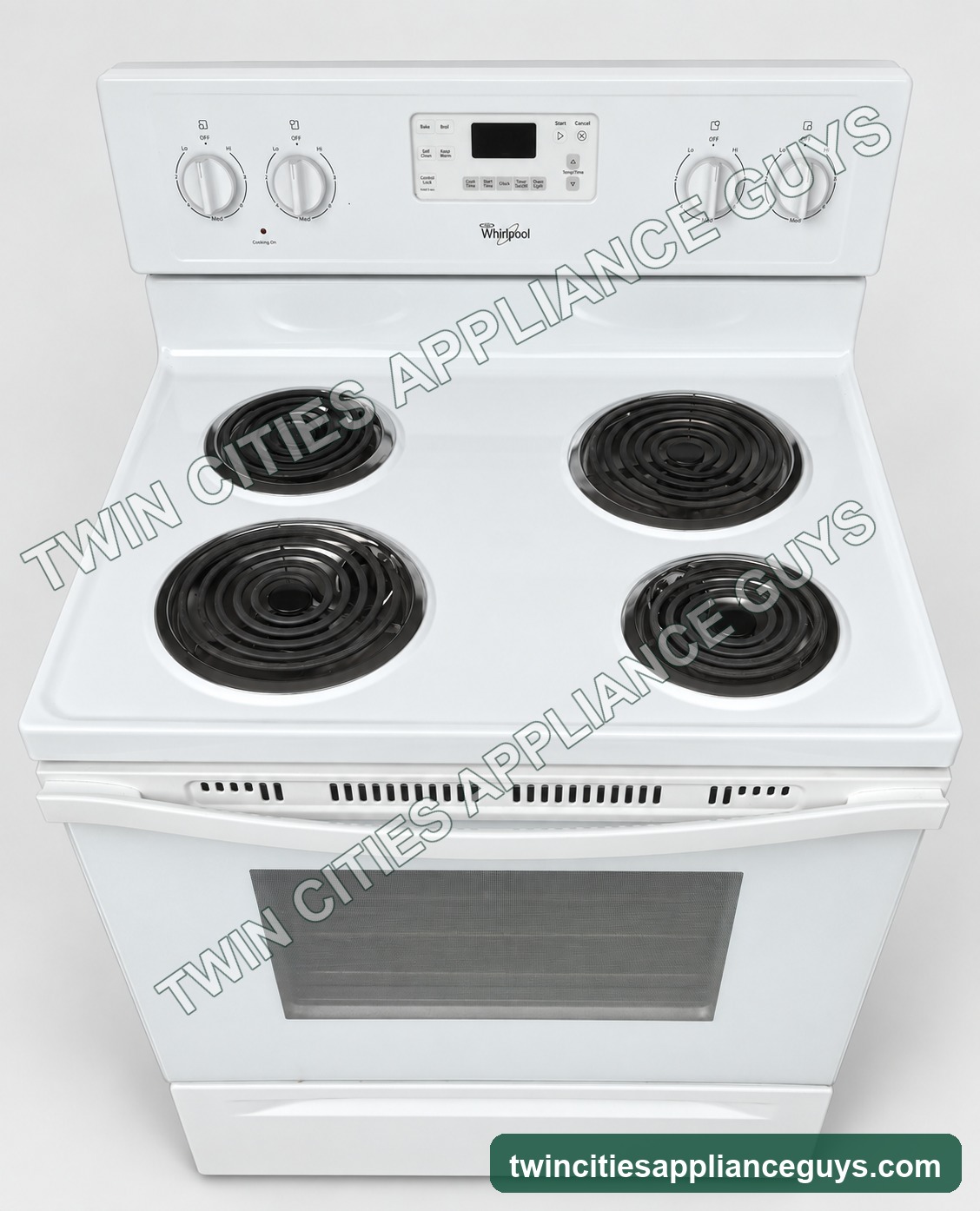 Additional view of the white Whirlpool electric coil range