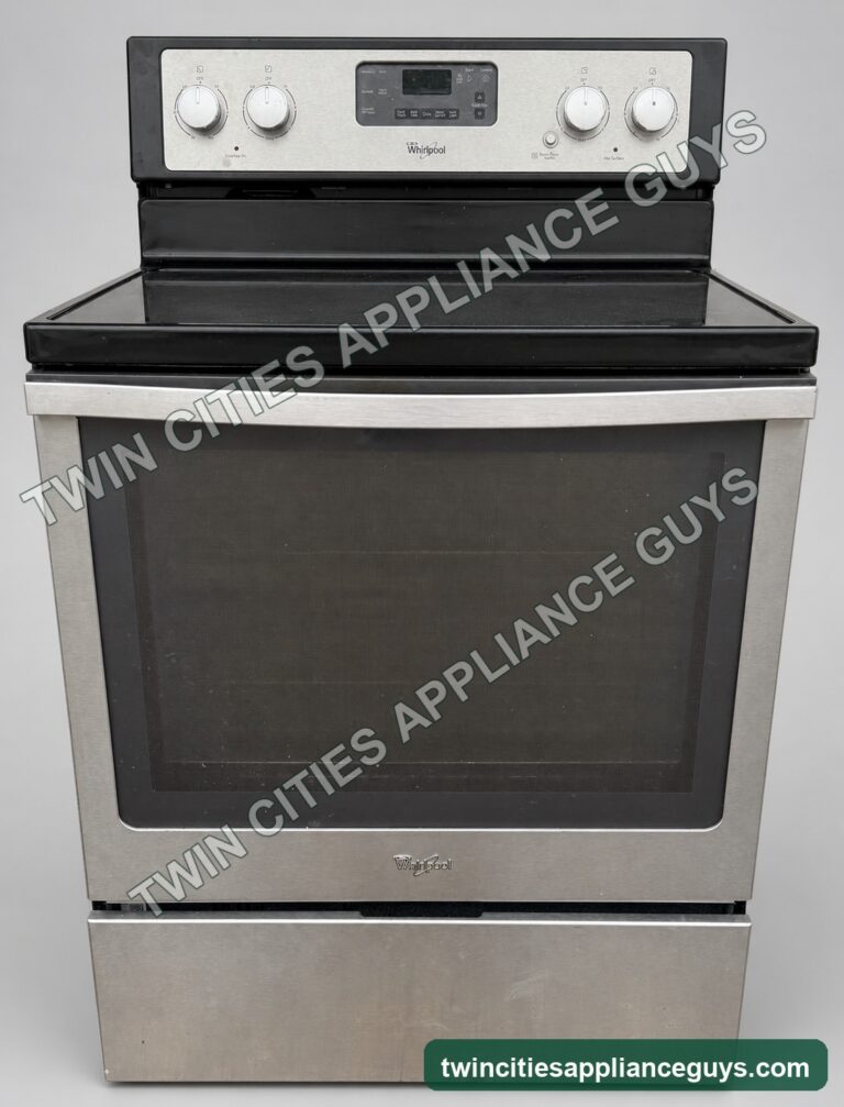 Whirlpool stainless electric range, front view