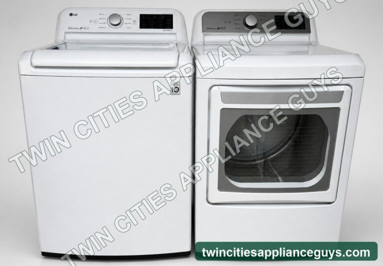 LG white top-load washer, front view