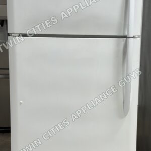 White Frigidaire Gallery top-freezer refrigerator, front view with both doors closed