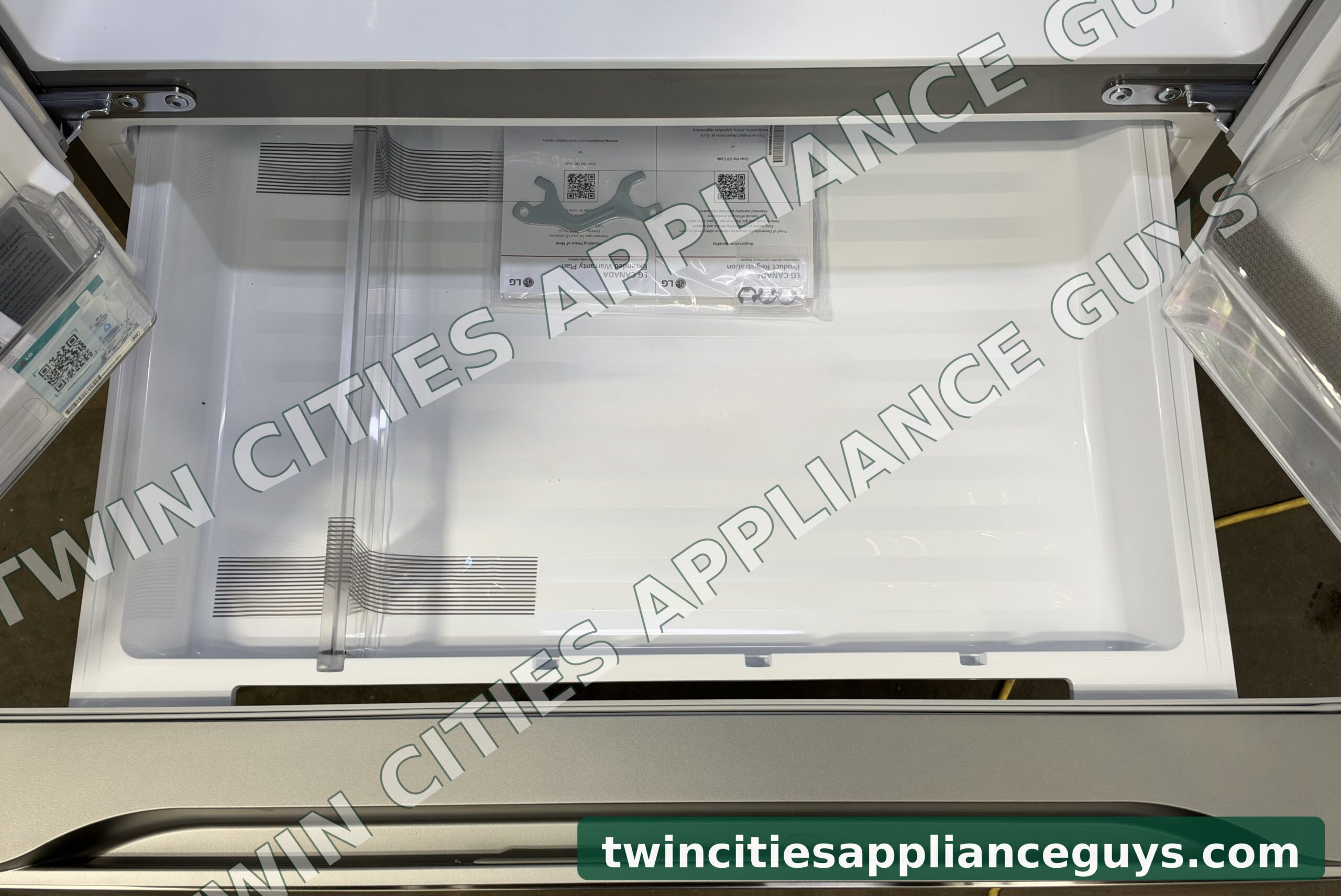 LG refrigerator middle Full-Convert drawer pulled open